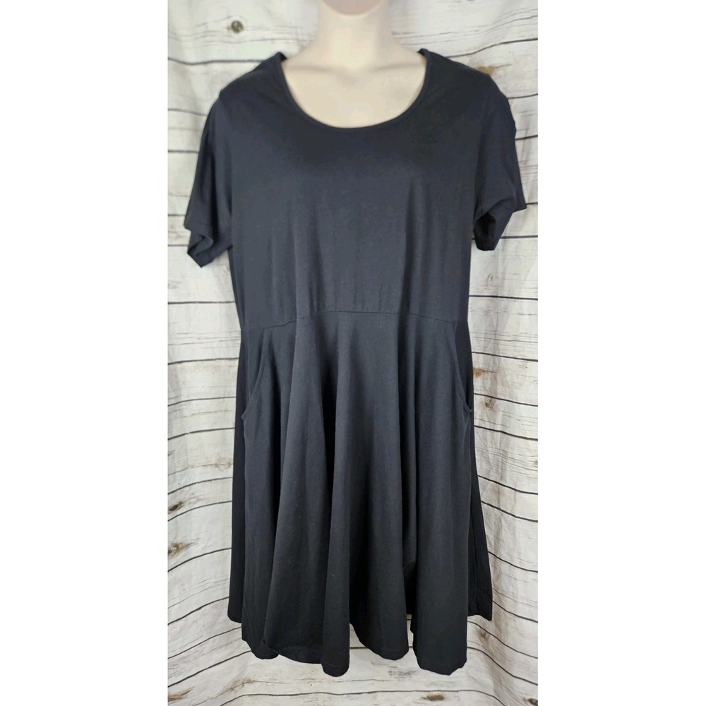 Svaha Black Fit & Flare Knit Dress 3XL Womens 100% Organic Cotton Skater Midi